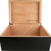 Large Wooden Box with Hinged Lid - Wood Storage Box with Lid - Black Wooden Storage Box - Decorative Boxes with lids (Matte Black)