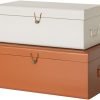 American Atelier Daven Decorative Metal Box Trunks | Set of 2 | Vintage Style Storage with Loop Closures